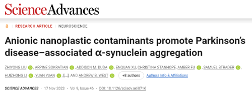 Anionic nanoplastic contaminants promote Parkinson'sdisease-associated a-synuclein aggregation